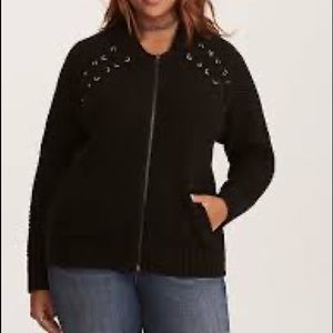 Torrid zip up sweater with lace up details 3X